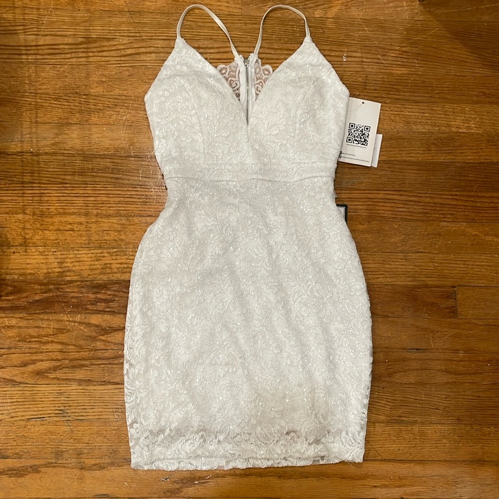 Emerald Sunday little white mini dress